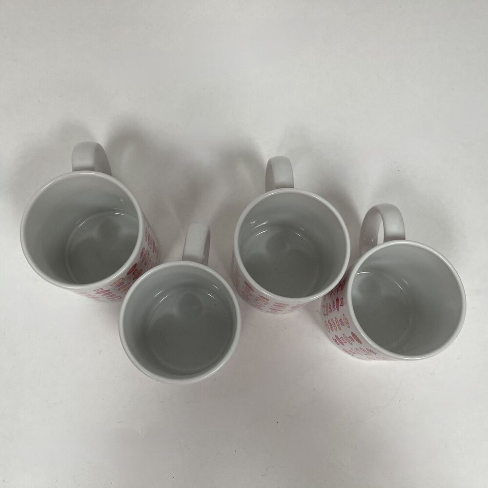 Dunkin Donuts Holiday Coffee Cups Mugs White Pink Orange Multicolor Lot of 4 - Picture 7 of 9